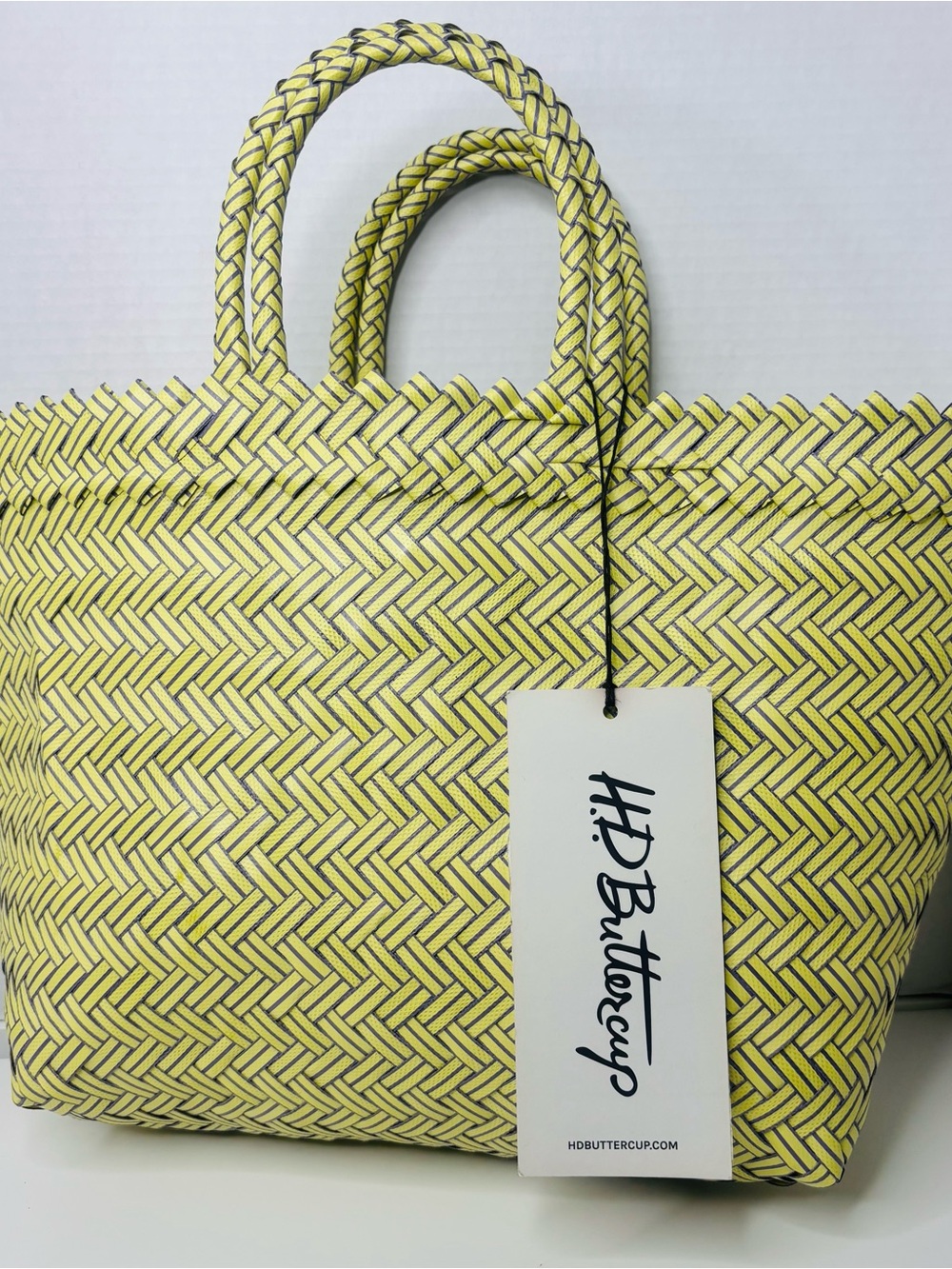 Yellow Woven Tote Bag